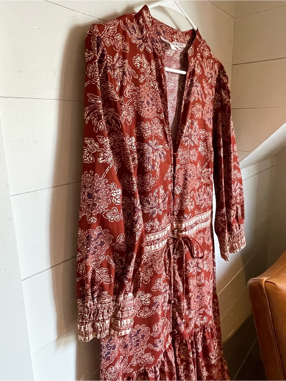 Veronica Beard Rust Floral Tiered Maxi Dress - Picture 6 of 6